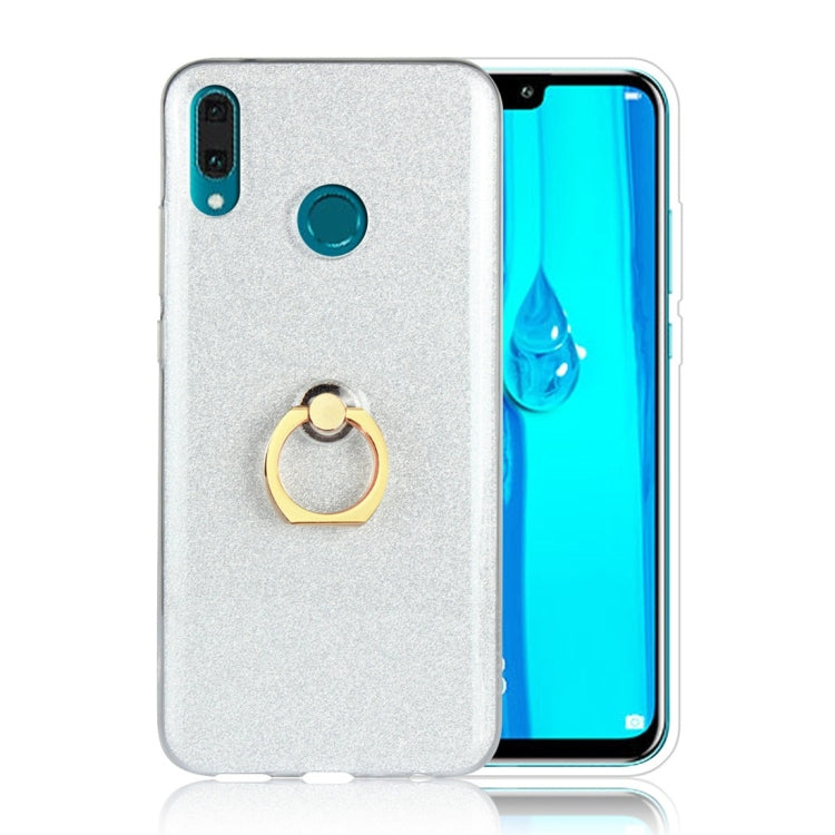 For Huawei Y9 (2019) Glittery Powder Shockproof TPU Protective Case with Ring Holder