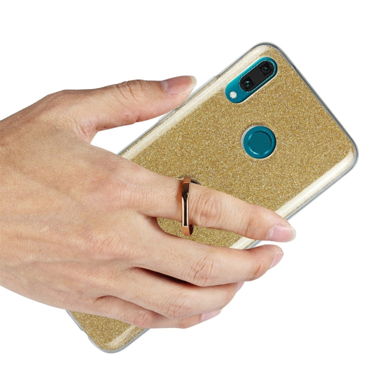 For Huawei Y9 (2019) Glittery Powder Shockproof TPU Protective Case with Ring Holder