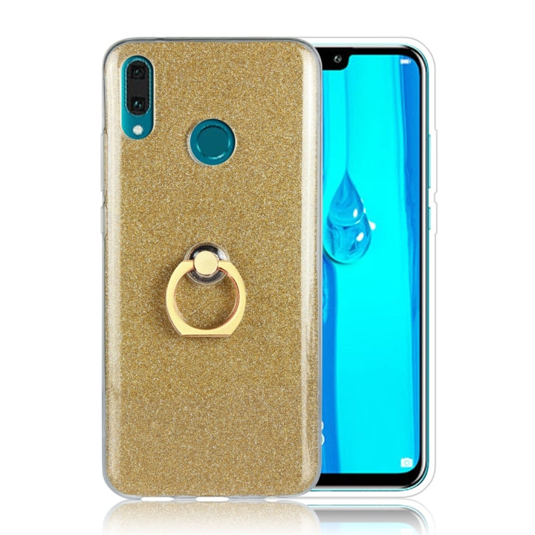 For Huawei Y9 (2019) Glittery Powder Shockproof TPU Protective Case with Ring Holder
