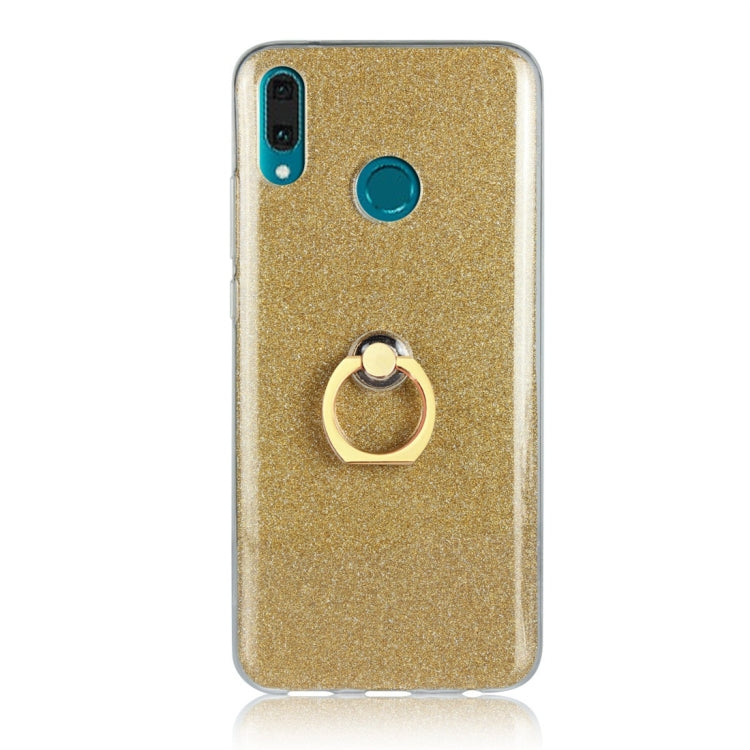 For Huawei Y9 (2019) Glittery Powder Shockproof TPU Protective Case with Ring Holder