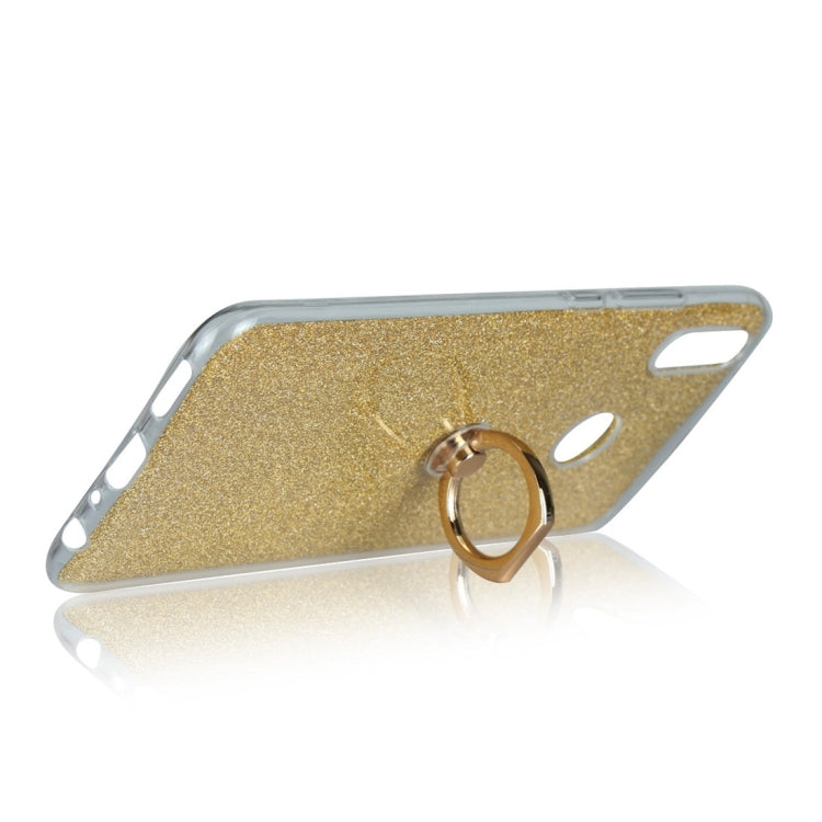 For Huawei Y9 (2019) Glittery Powder Shockproof TPU Protective Case with Ring Holder
