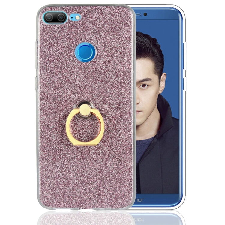 For Huawei Honor 10 Lite Glittery Powder Shockproof TPU Protective Case with Ring Holder