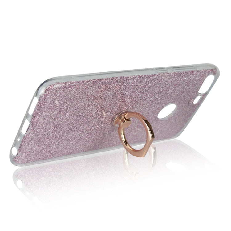 For Huawei Honor 10 Lite Glittery Powder Shockproof TPU Protective Case with Ring Holder