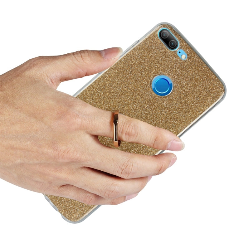 For Huawei Honor 10 Lite Glittery Powder Shockproof TPU Protective Case with Ring Holder
