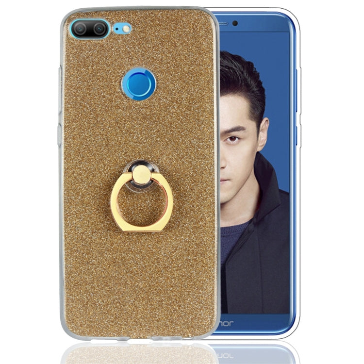 For Huawei Honor 10 Lite Glittery Powder Shockproof TPU Protective Case with Ring Holder