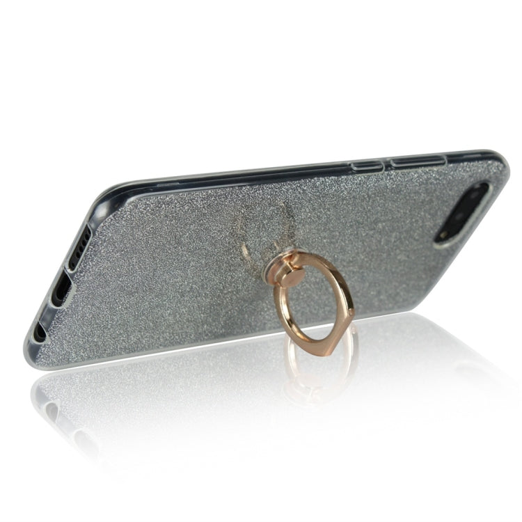 For Huawei Honor 10 Glittery Powder Shockproof TPU Protective Case with Ring Holder