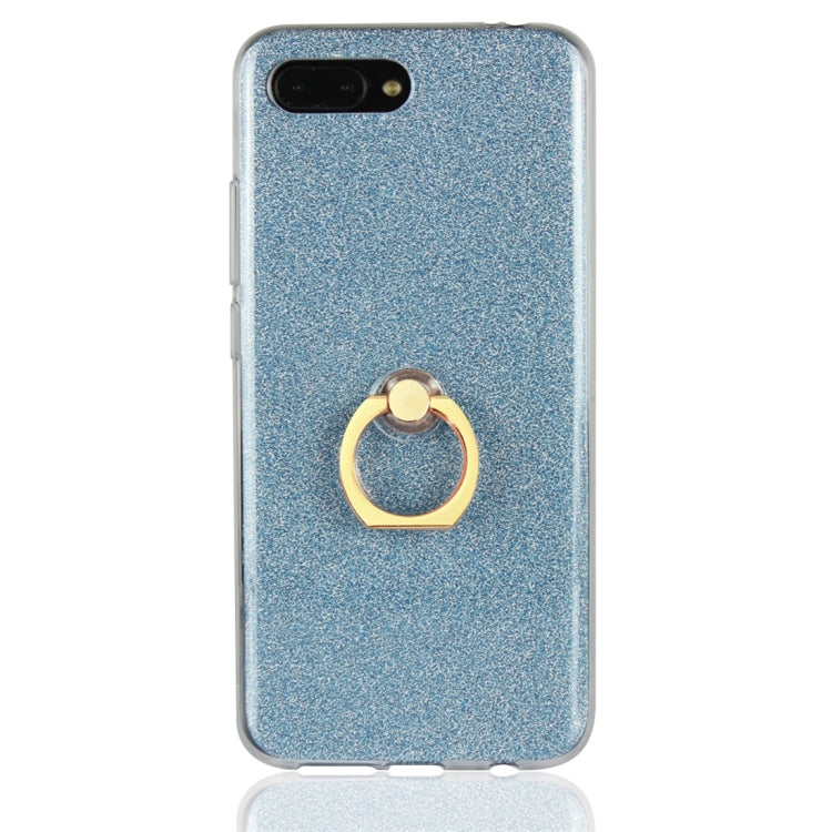 For Huawei Honor 10 Glittery Powder Shockproof TPU Protective Case with Ring Holder
