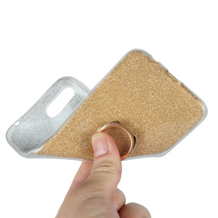 For Huawei Honor 10 Glittery Powder Shockproof TPU Protective Case with Ring Holder