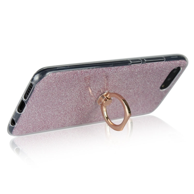 For Huawei Honor 10 Glittery Powder Shockproof TPU Protective Case with Ring Holder
