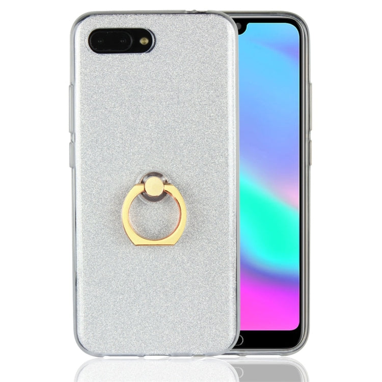 For Huawei Honor 10 Glittery Powder Shockproof TPU Protective Case with Ring Holder
