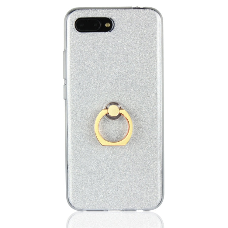 For Huawei Honor 10 Glittery Powder Shockproof TPU Protective Case with Ring Holder