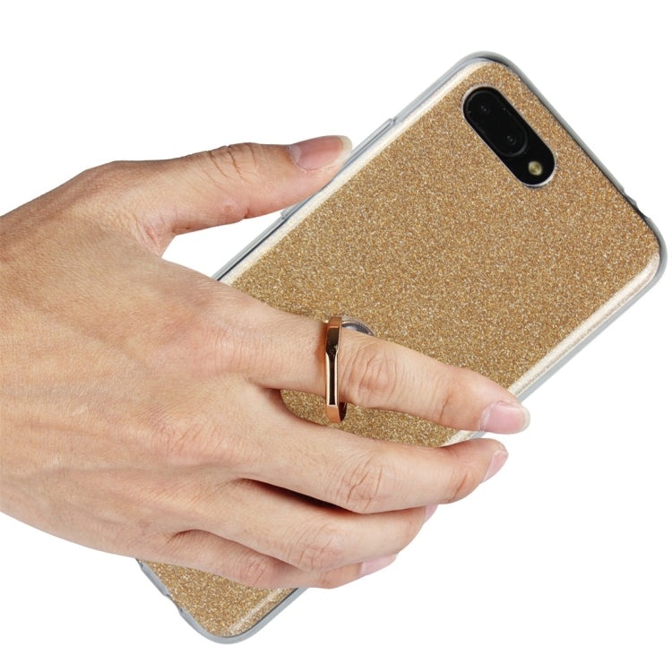 For Huawei Honor 10 Glittery Powder Shockproof TPU Protective Case with Ring Holder
