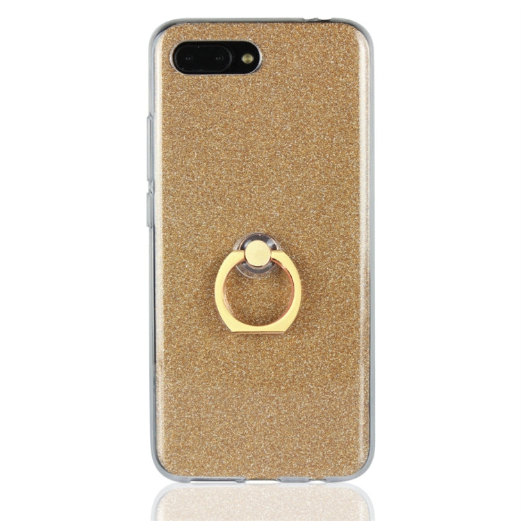 For Huawei Honor 10 Glittery Powder Shockproof TPU Protective Case with Ring Holder