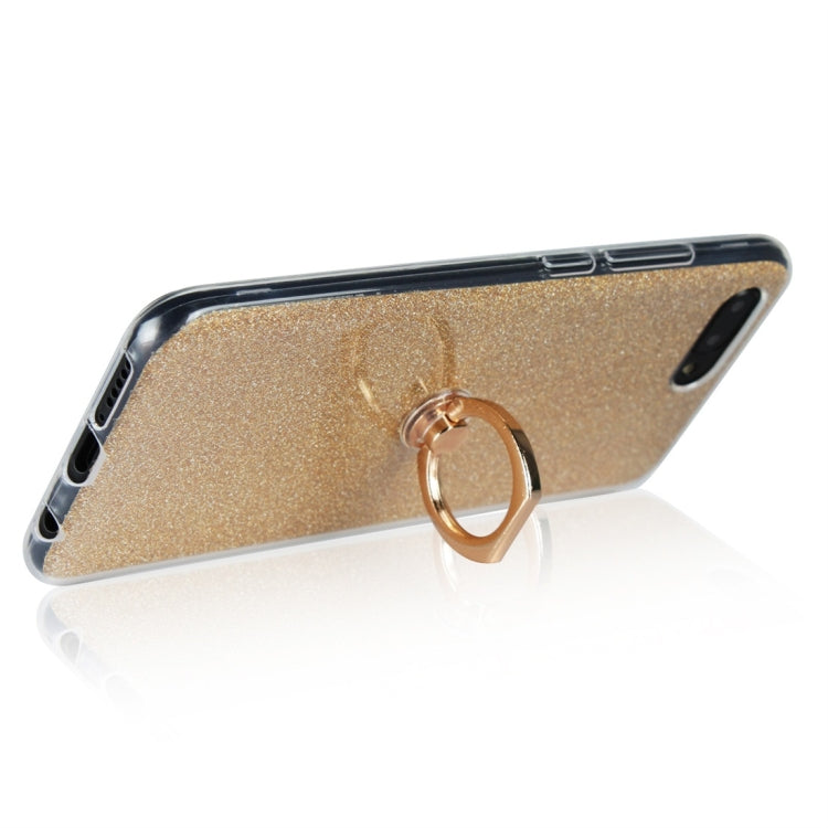For Huawei Honor 10 Glittery Powder Shockproof TPU Protective Case with Ring Holder