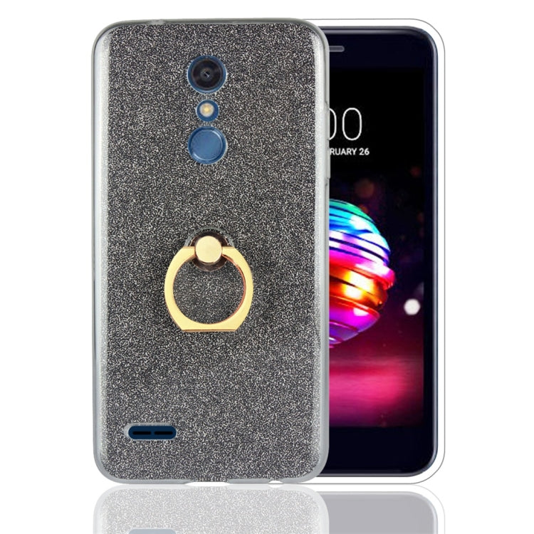 For LG K10 (2018) Glittery Powder Shockproof TPU Protective Case with Ring Holder