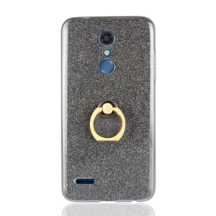 For LG K10 (2018) Glittery Powder Shockproof TPU Protective Case with Ring Holder