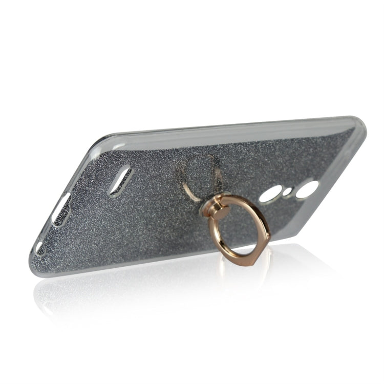 For LG K10 (2018) Glittery Powder Shockproof TPU Protective Case with Ring Holder