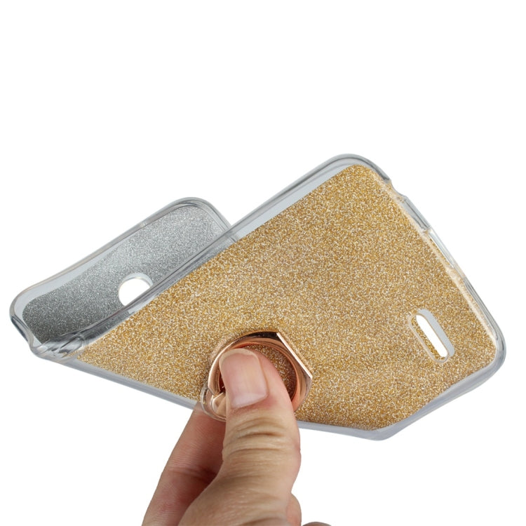 For LG K10 (2018) Glittery Powder Shockproof TPU Protective Case with Ring Holder