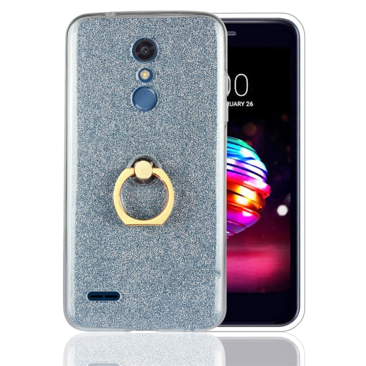 For LG K10 (2018) Glittery Powder Shockproof TPU Protective Case with Ring Holder