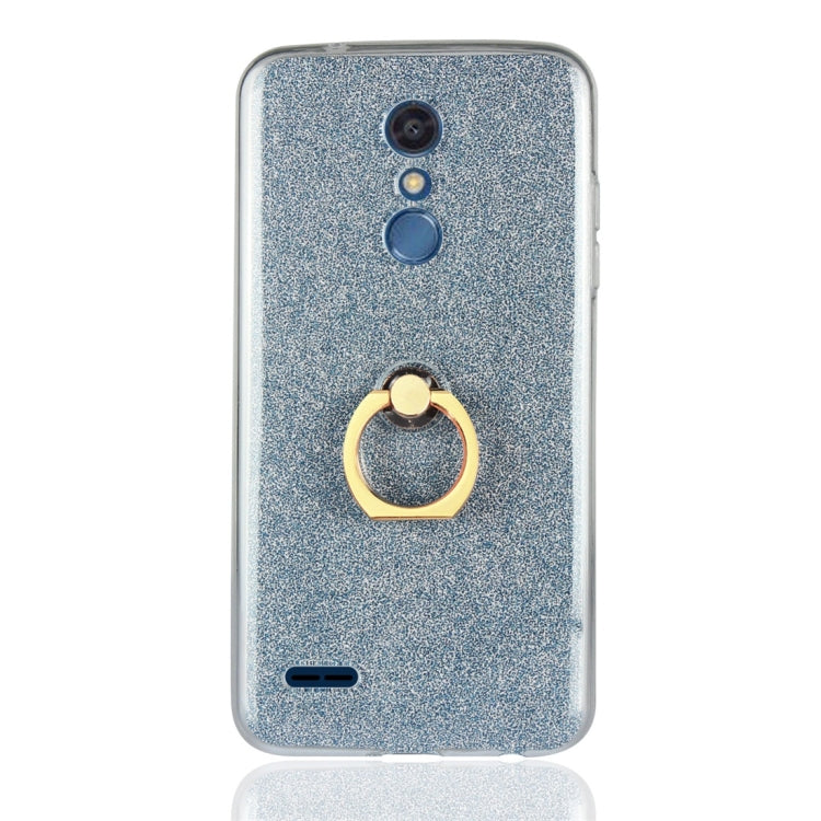 For LG K10 (2018) Glittery Powder Shockproof TPU Protective Case with Ring Holder