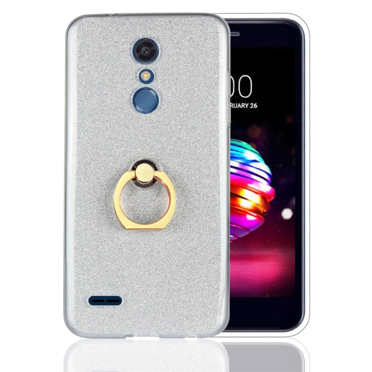 For LG K10 (2018) Glittery Powder Shockproof TPU Protective Case with Ring Holder