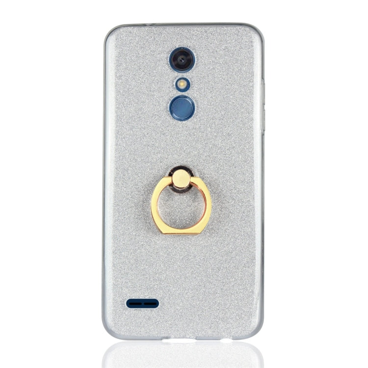 For LG K10 (2018) Glittery Powder Shockproof TPU Protective Case with Ring Holder