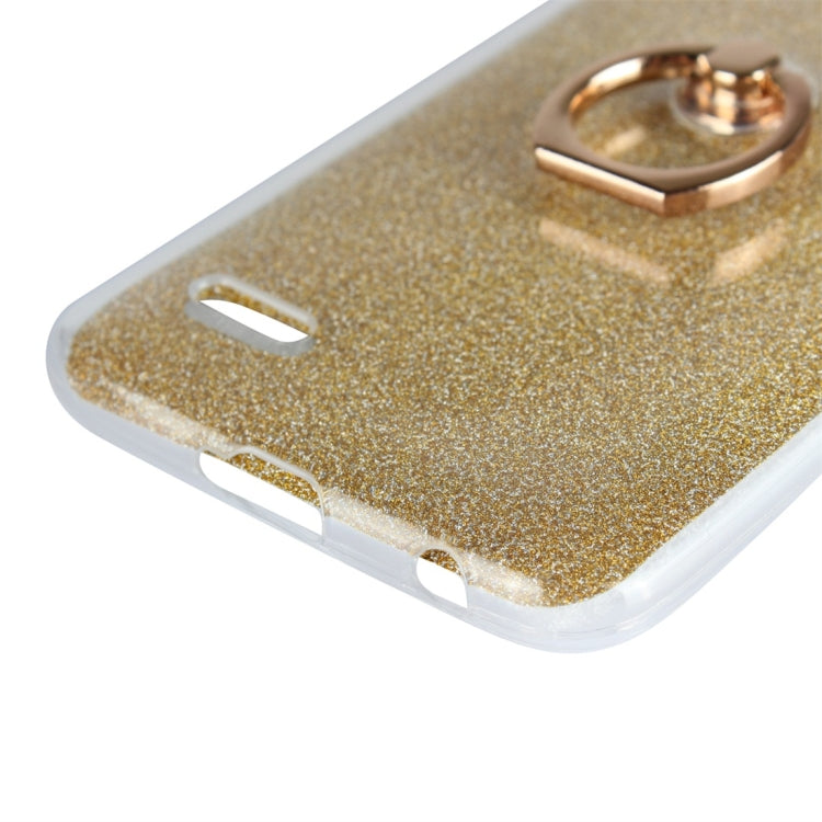 For LG K10 (2018) Glittery Powder Shockproof TPU Protective Case with Ring Holder