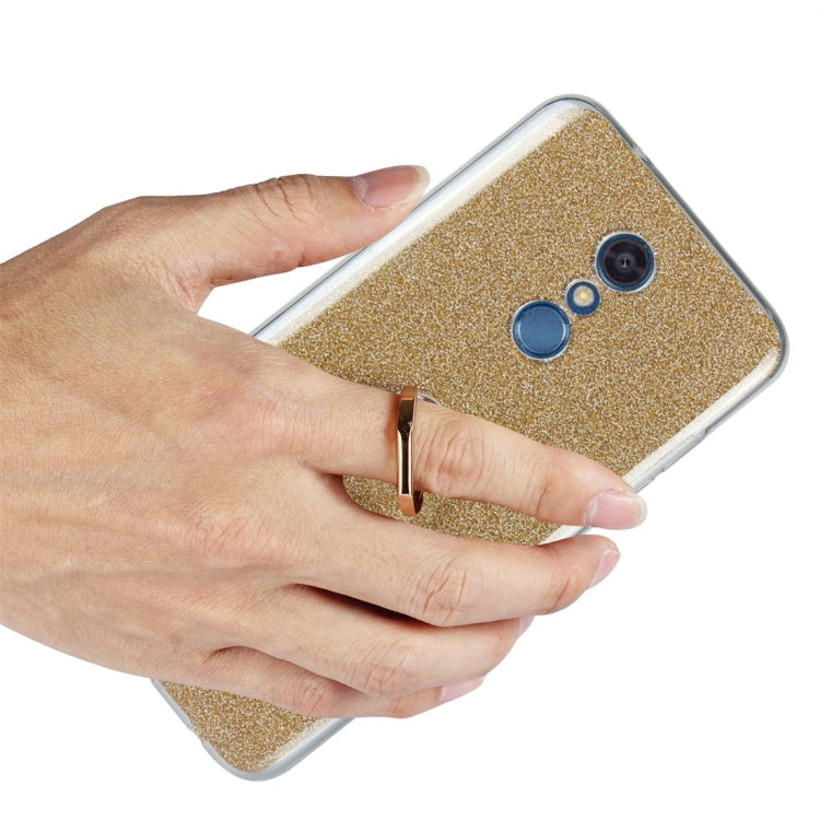 For LG K10 (2018) Glittery Powder Shockproof TPU Protective Case with Ring Holder