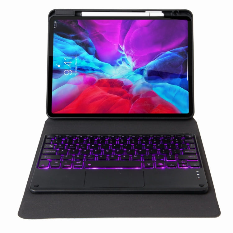 H-109S Monochrome Backlight Bluetooth Keyboard Leather Case with Rear Three-fold Holder For iPad Pro 11 inch 2021 & 2020 & 2018 / Air 2020 10.9