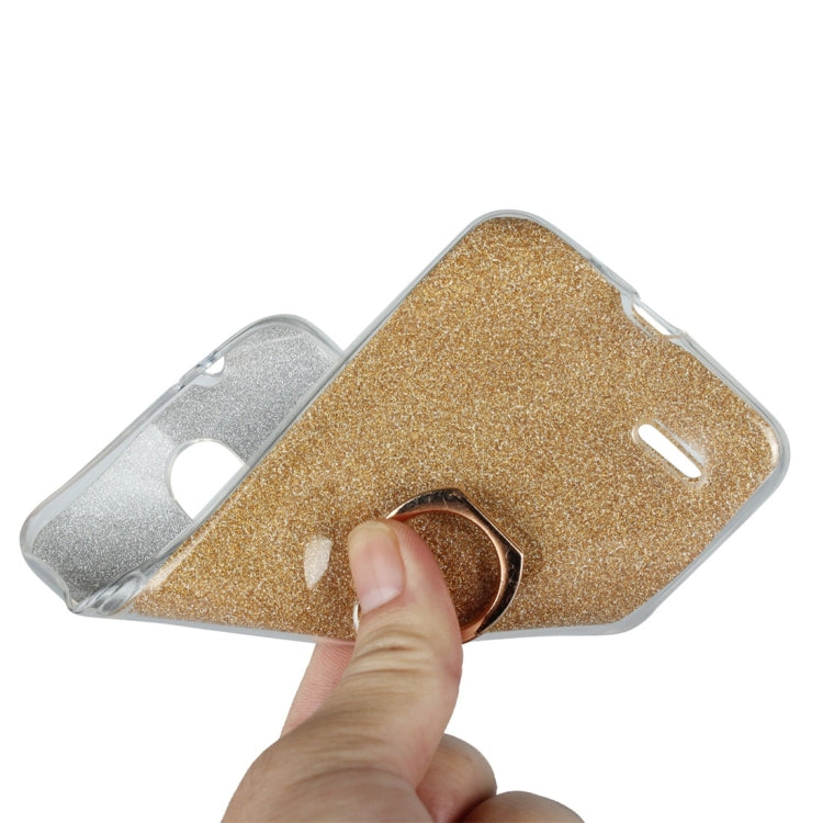For LG K8 (2018) Glittery Powder Shockproof TPU Protective Case with Ring Holder
