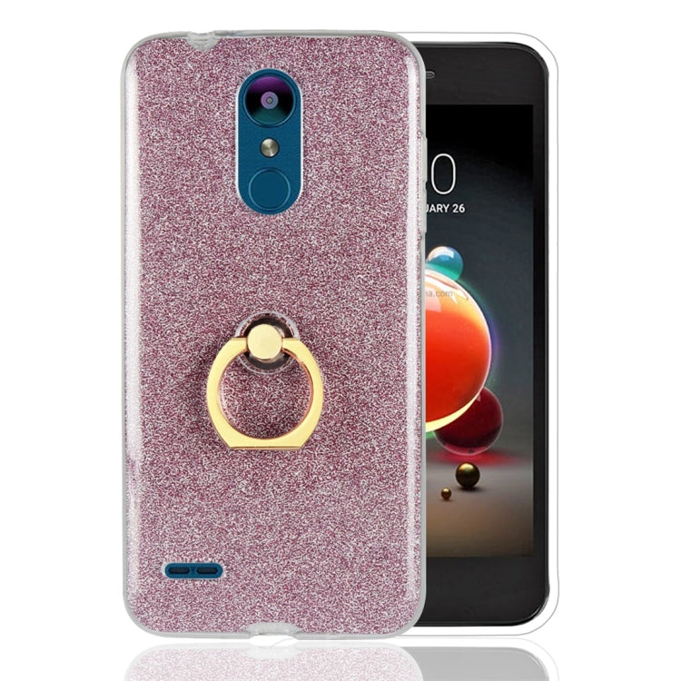 For LG K8 (2018) Glittery Powder Shockproof TPU Protective Case with Ring Holder