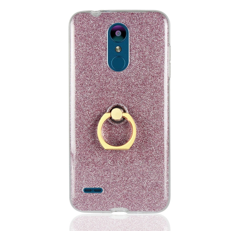 For LG K8 (2018) Glittery Powder Shockproof TPU Protective Case with Ring Holder