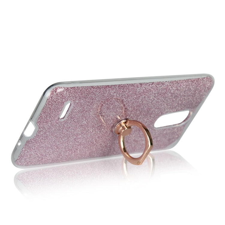 For LG K8 (2018) Glittery Powder Shockproof TPU Protective Case with Ring Holder