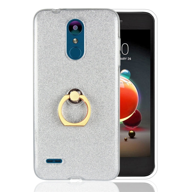 For LG K8 (2018) Glittery Powder Shockproof TPU Protective Case with Ring Holder