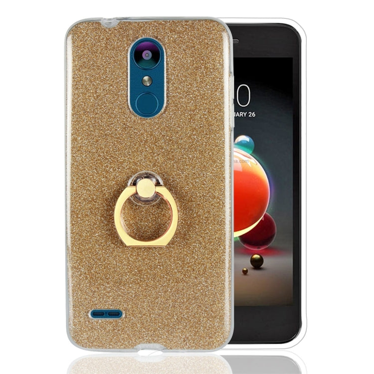 For LG K8 (2018) Glittery Powder Shockproof TPU Protective Case with Ring Holder