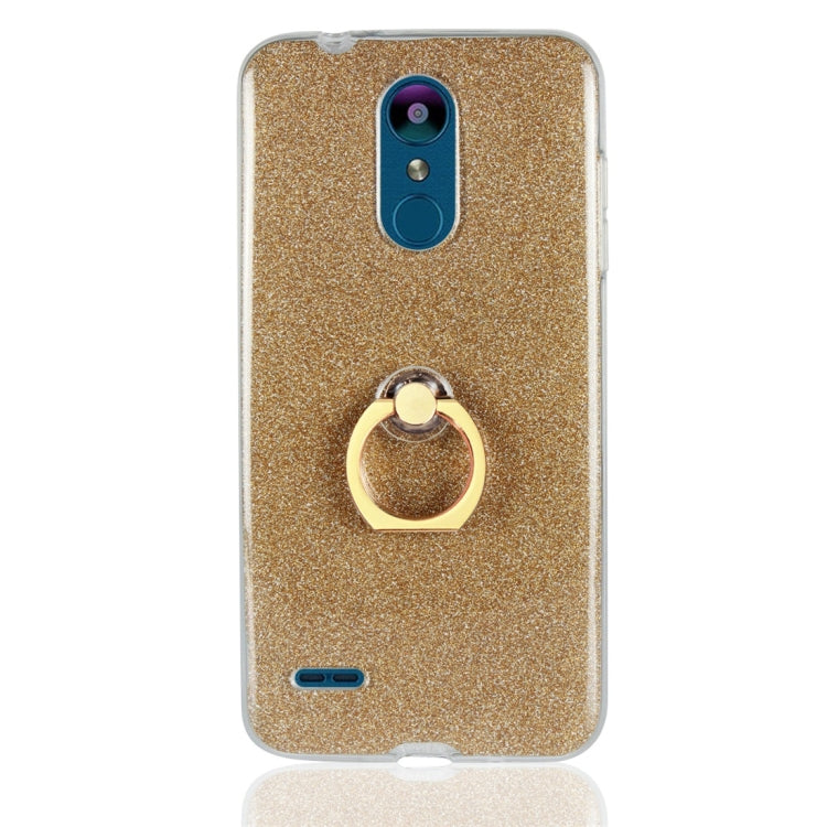 For LG K8 (2018) Glittery Powder Shockproof TPU Protective Case with Ring Holder