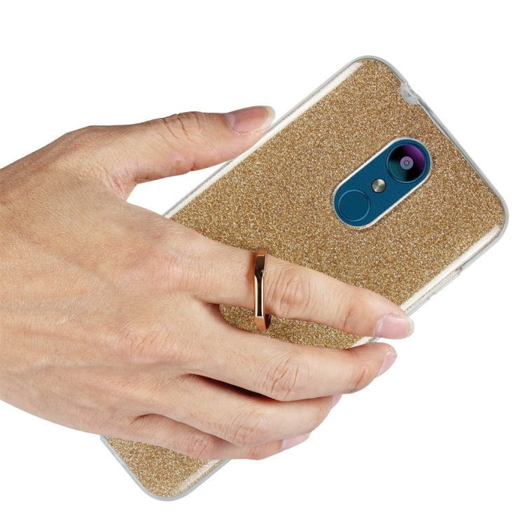 For LG K8 (2018) Glittery Powder Shockproof TPU Protective Case with Ring Holder