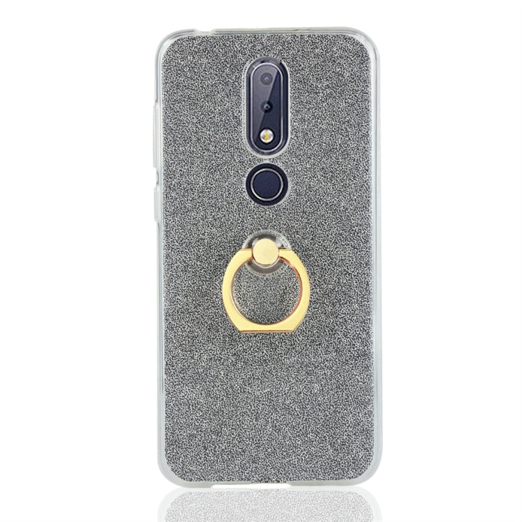 For Nokia 6.1 Plus Glittery Powder Shockproof TPU Protective Case with Ring Holder