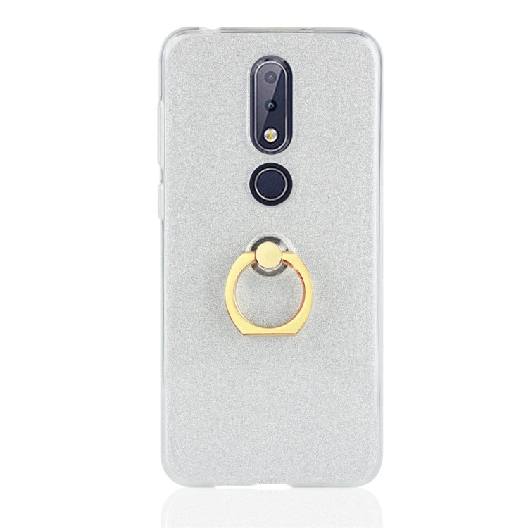 For Nokia X6 Glittery Powder Shockproof TPU Protective Case with Ring Holder
