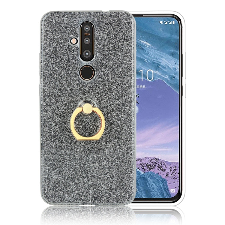 For Nokia X71 Glittery Powder Shockproof TPU Protective Case with Ring Holder