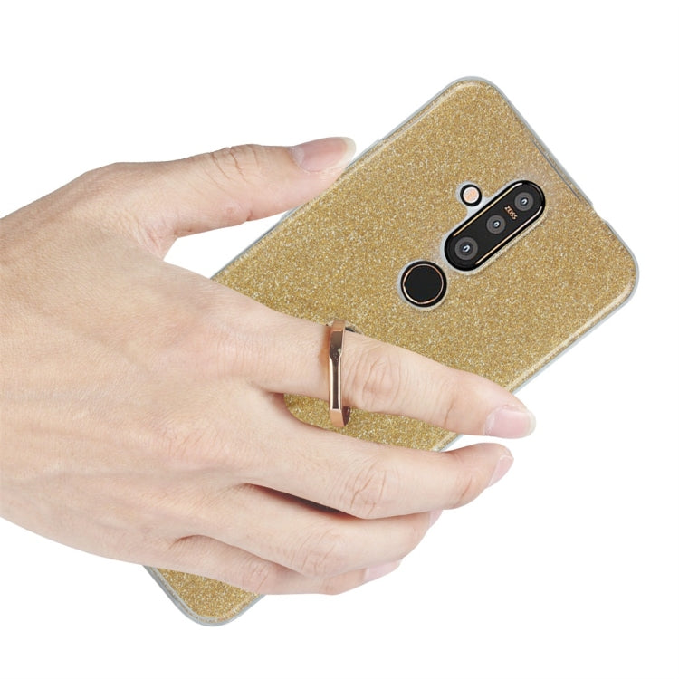 For Nokia X71 Glittery Powder Shockproof TPU Protective Case with Ring Holder