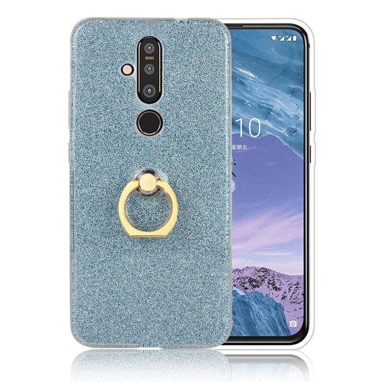 For Nokia X71 Glittery Powder Shockproof TPU Protective Case with Ring Holder