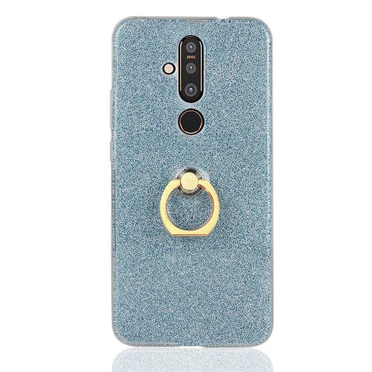 For Nokia X71 Glittery Powder Shockproof TPU Protective Case with Ring Holder