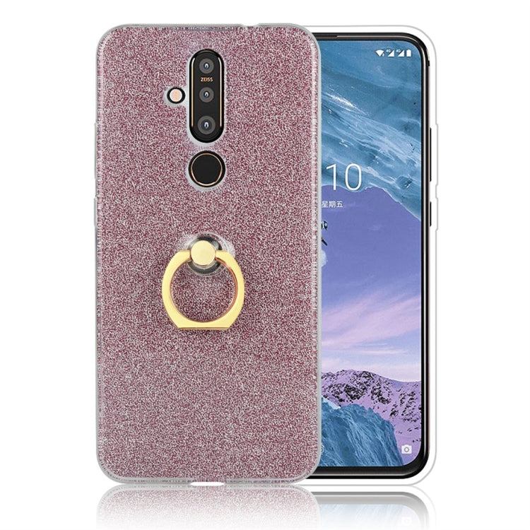 For Nokia X71 Glittery Powder Shockproof TPU Protective Case with Ring Holder