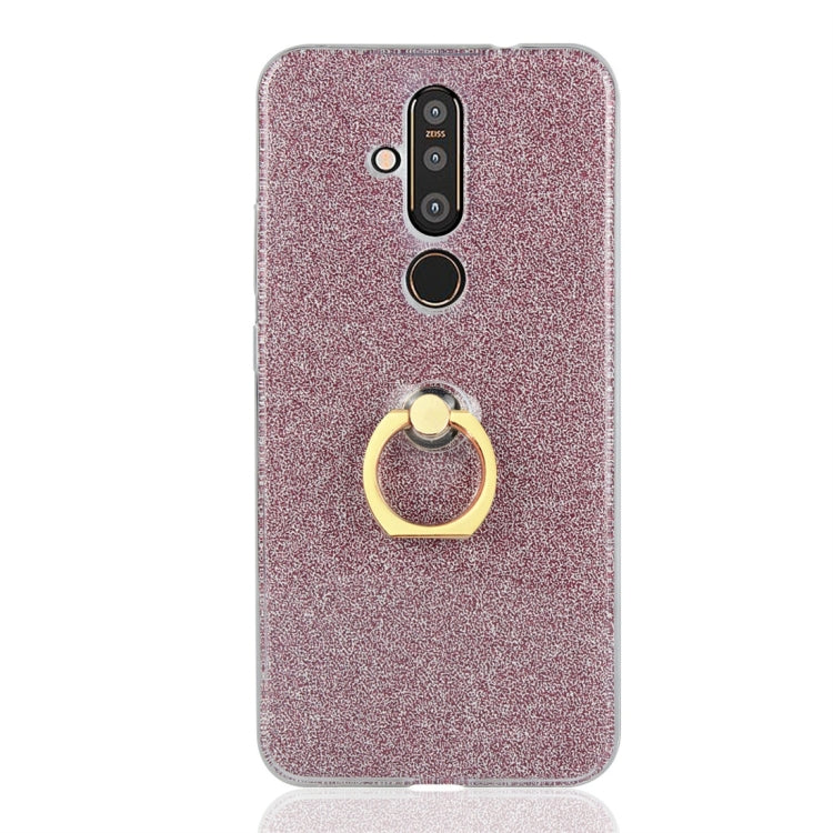 For Nokia X71 Glittery Powder Shockproof TPU Protective Case with Ring Holder