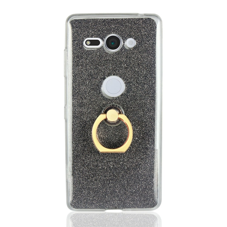 For Sony Xperia XZ2 Compact Glittery Powder Shockproof TPU Protective Case with Ring Holder