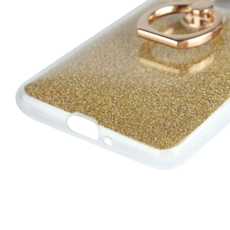 For Sony Xperia XZ2 Compact Glittery Powder Shockproof TPU Protective Case with Ring Holder