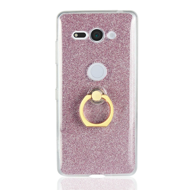 For Sony Xperia XZ2 Compact Glittery Powder Shockproof TPU Protective Case with Ring Holder