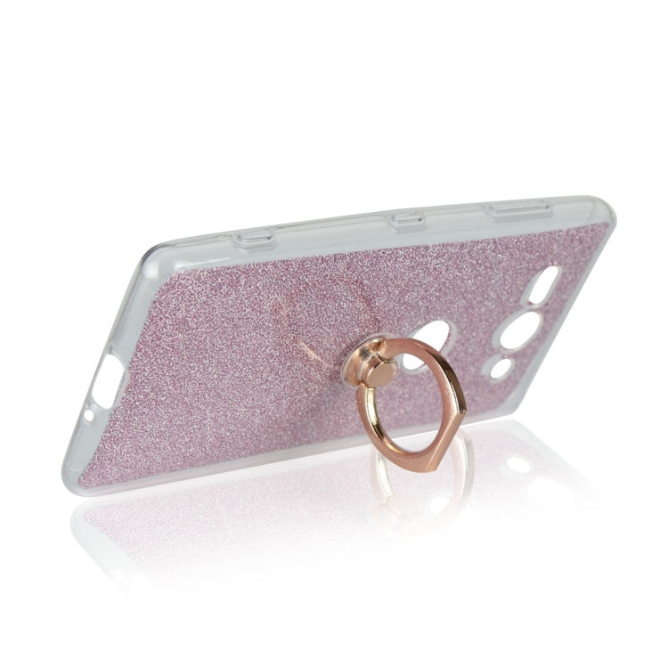For Sony Xperia XZ2 Compact Glittery Powder Shockproof TPU Protective Case with Ring Holder