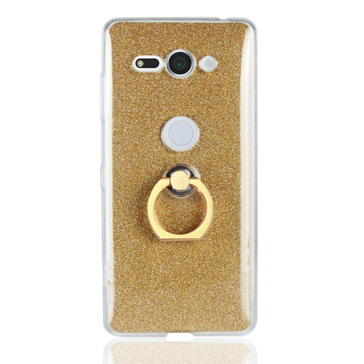 For Sony Xperia XZ2 Compact Glittery Powder Shockproof TPU Protective Case with Ring Holder